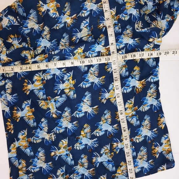 Fin & Grace Bird Print Ruffle Sleeve Blouse S - Picture 5 of 8